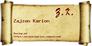 Zajzon Karion névjegykártya